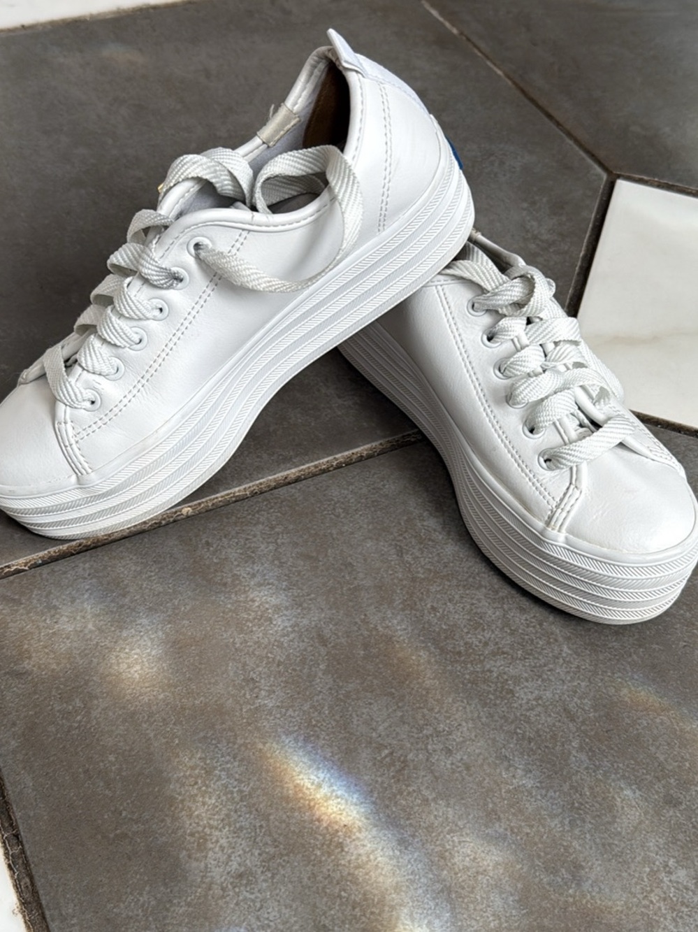 Keds White Platform Lace-Up Sneakers